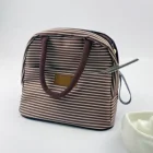 Family School Polyester Stripe Handle Insulated Picnic Private Logo Family Reusable School Accessories Lunch Tote