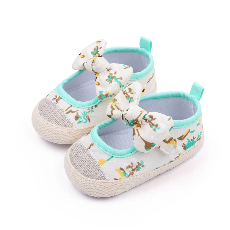Spring and Autumn Baby Small Floral Soft Sole Non-slip square Shoes for Baby Girls Bow Walking Shoes supplier