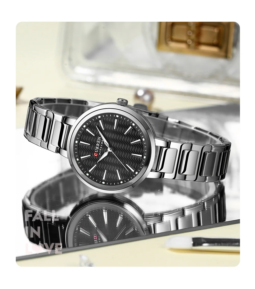 CURREN 9109 Luxury Fashion Luminous Hands Women Wristwatch Stainless Steel Strap Waterproof Watches Quartz Movement Top Watch