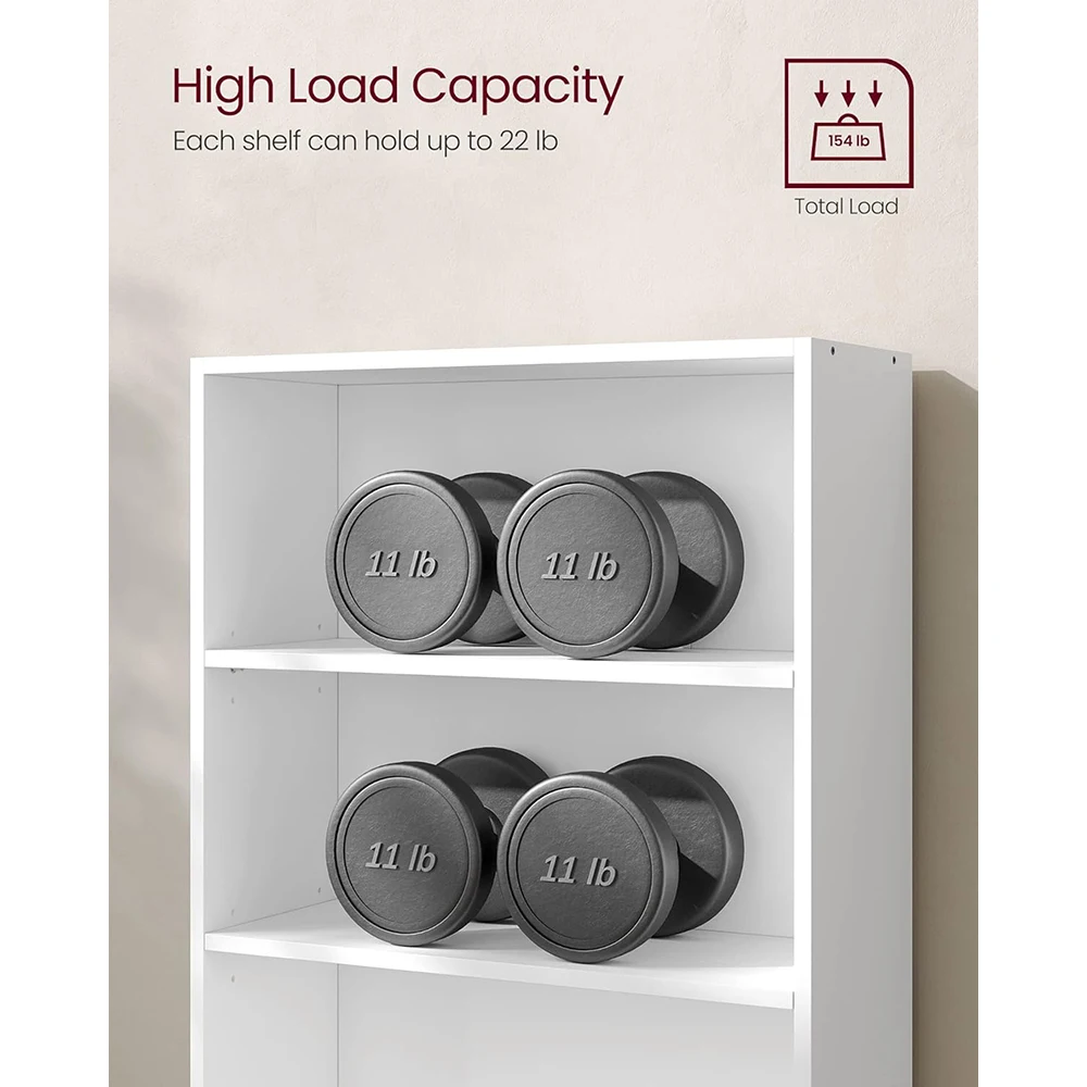 product wooden 6 tier modern bookshelf bookcase open storage 94x236x633 inches for living room home office dining room cloud white-4