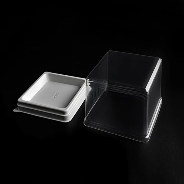 Factory Pastry Packaging Small Size Square Clear Cake Box Plastic