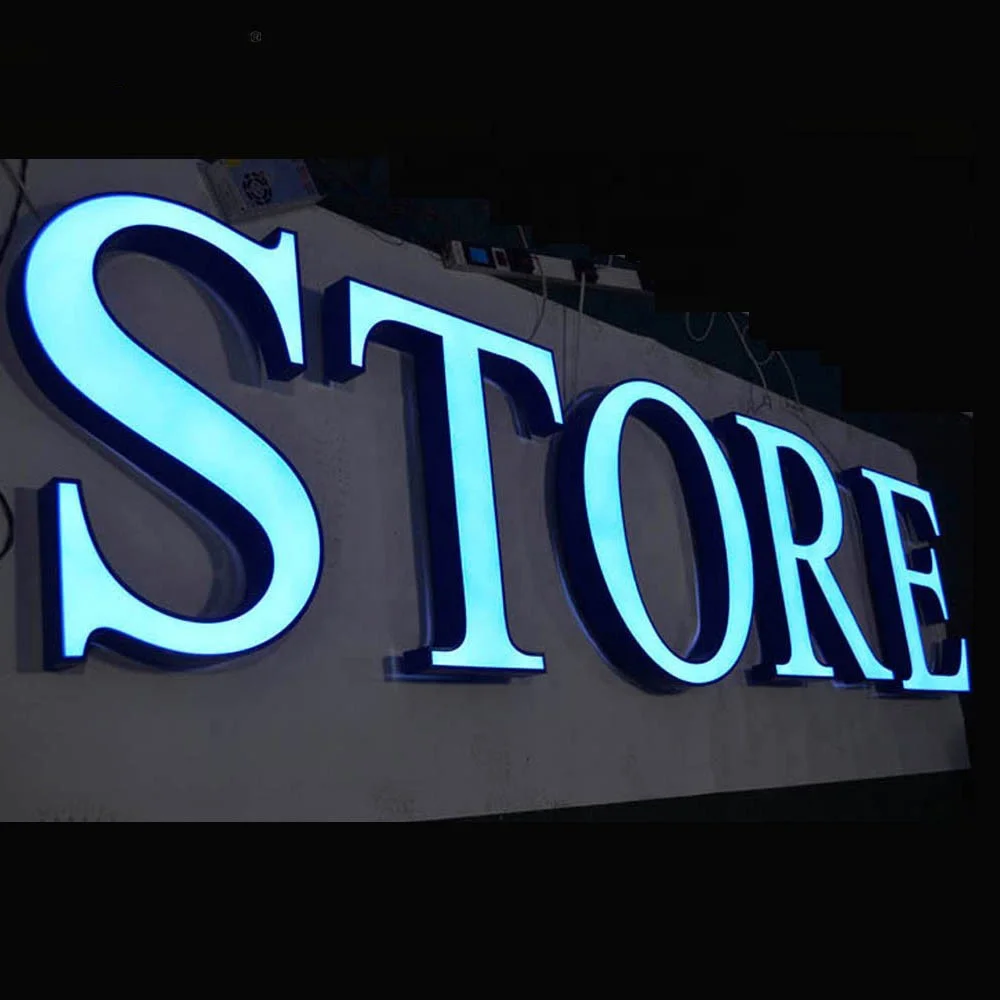 product sry sign stainless steel side punching leak engraving blank edge 3d led letters luminous word mini custom logo sign outdoor993-22