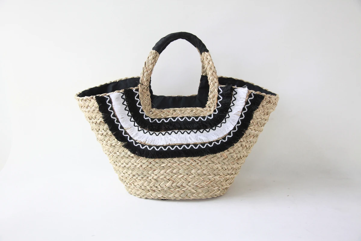 hot sell natural straw hand woven summer beach bag straw lady bag