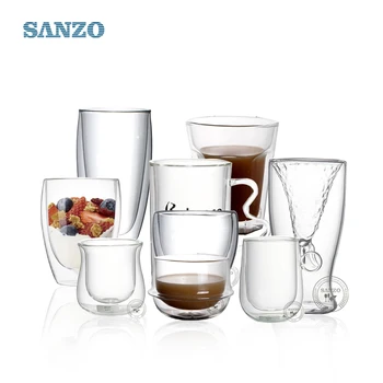 [Sample customization] Household modern simple style high temperature resistant high borosilicate glass double wall cup