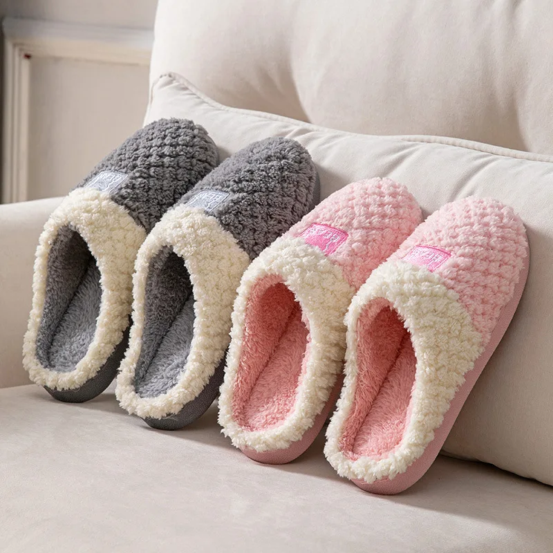 New winter cartoon standard couple cotton mop home indoor floor soft bottom warm wool cotton slippers