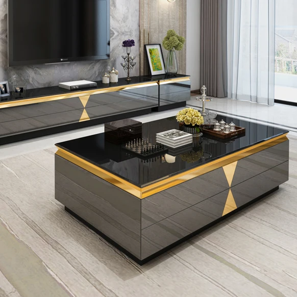 Hot Sale Urban style Interior decoration Metal Tea Table Centre Glass Table Sets Furniture Living Room
