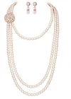 Pearl Pearl Necklace Vintage Bridal Earrings Jewelry Set Multilayer Imitation 1920s Great Gatsby Necklace