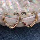 Hoop 2021 Newest Trendy Women Gold Plated Square Huggie Hoop Earrings Paved Clear Zircon CZ Crystal Rectangle Hoop Earring