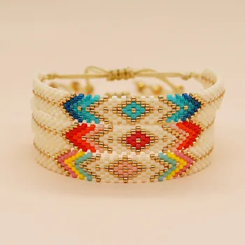 Customized Boho Ethnic Handmade Adjustable Miyuki Seed Beads Beaded Bracelet For Women