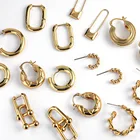 Gold Hoop Earrings Gold Name Plated Earrings 18k Gold Plated Chunky Unique Hoop Earrings Jewelry For Women
