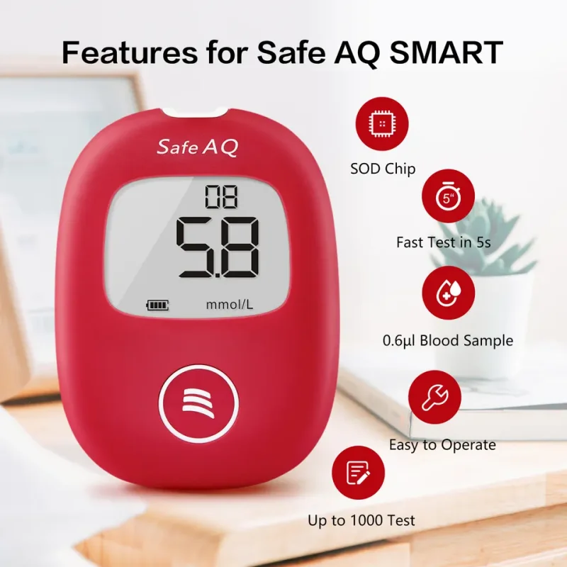 Sinocare OEM&ODM Glucometro Code Free Diabetes Testing Machine Glucometer Blood Glucose Meter with Strips Safe Aq Smart