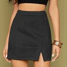 Skirt Free Shipping Women Fashion Solid Color High Waist Zipper Short Faux Suede Mini Skirt
