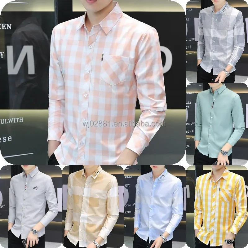 2023  Fashion  Men's  Long Sleeve Logo Embroidered Plaid Flannel Shirt