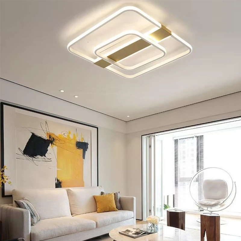 Square Simply Modern Nordic Light Color Changeable Acrylic Flush Mount  LED Ceiling Light