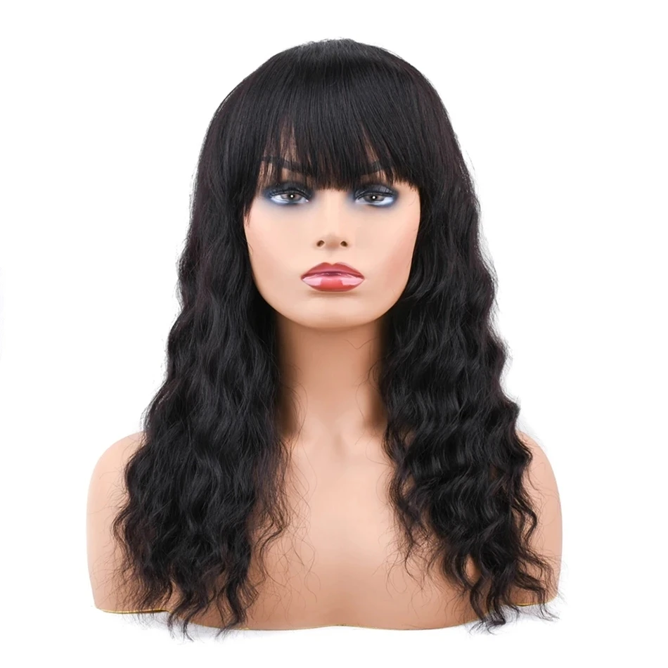 Wholesale Loose Wave Wigs Full Machine Human Hair Extension Wigs With Bang Color Peruvian Brazilian Hair Long Yes! - Buy Wig Human Hair Wigs Lace Front Wigs Full Lace Human