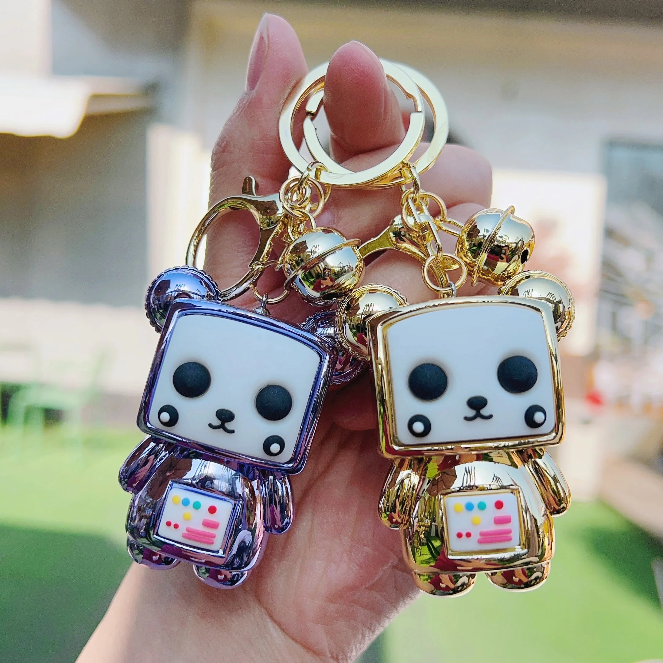 Wholesale creative Cute Kawaii Panda doll key chain delicate Car pendant Keychain accessories Small gift plastic key chains