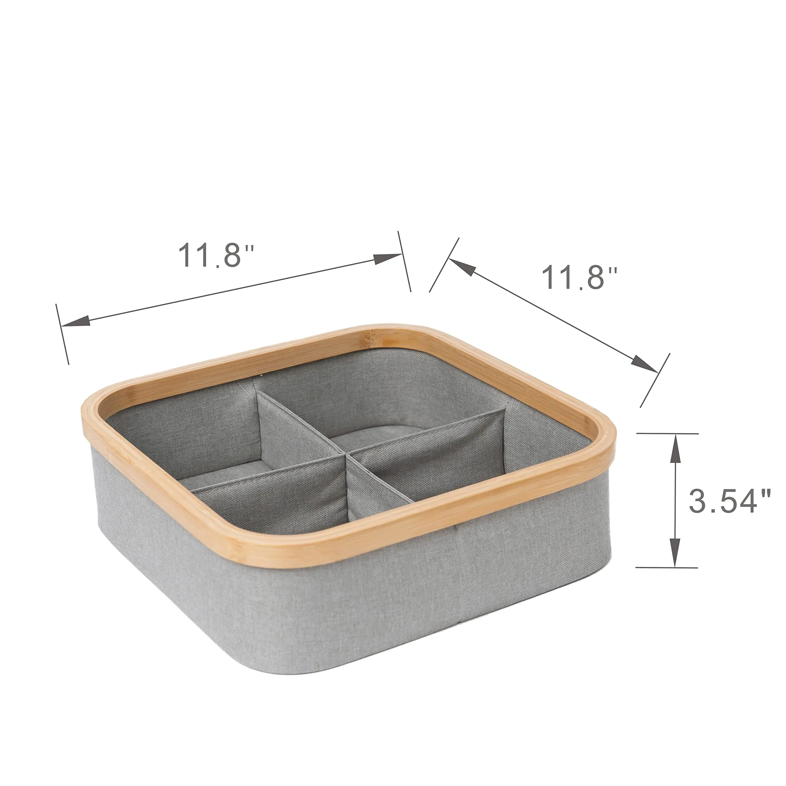 Bamboo Organizer Boxes - Multi-use Storage Bins for Towels, Socks under wares in Bath Room - 9 Divider