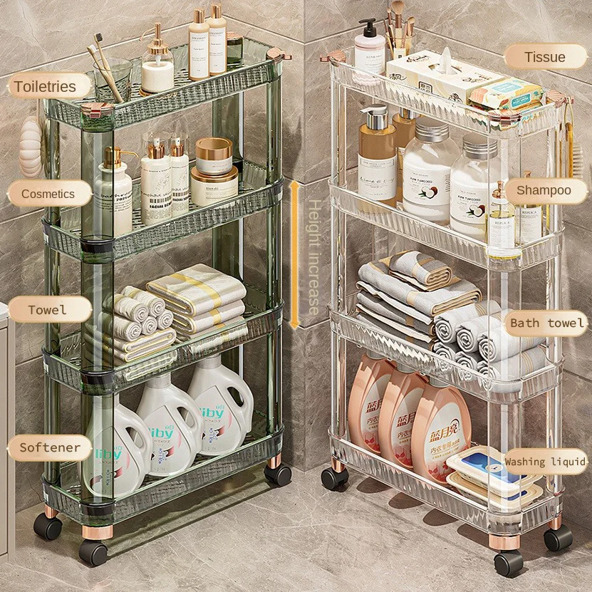 Jinmao Storage Holders Racks Household Bedroom Cosmetic Makeup Wash Supply Trolley Green Luxury Square 4 Tiers Shelf Organizer