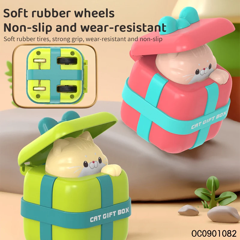 Cheap price cartoon cat press and go car toys small cars for kids