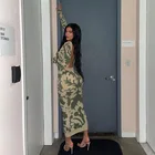 Dress 2021 New Women Clothing Fall Fashion Sexy Print Slim Long-sleeve Backless Dress Women Maxi Dress