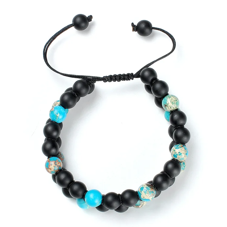 F139  Women Black Onyx Beads Bracelet Imperial Jasper Stone Double Row Handmade Charms For Fashion Accessories