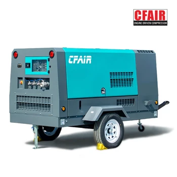 High-Pressure 12BAR  430 Cfm Portable Diesel-Driven Air Compressor Screw Type Heavy Duty Diesel Engine Sand Blaster Industrial