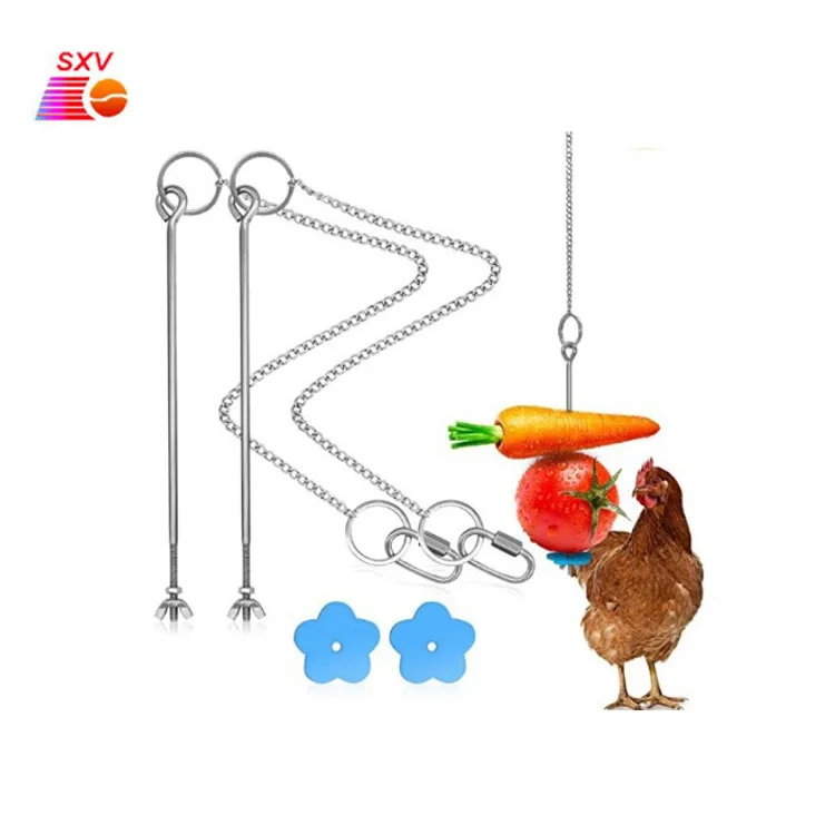 Chicken Coop Supplies Birds N/Y 2 Pcs Chicken Veggies Skewer Fruit Holder Pet Stainless Steel Chain Hanging Chicken Feeder Chicken Toys for Hens 