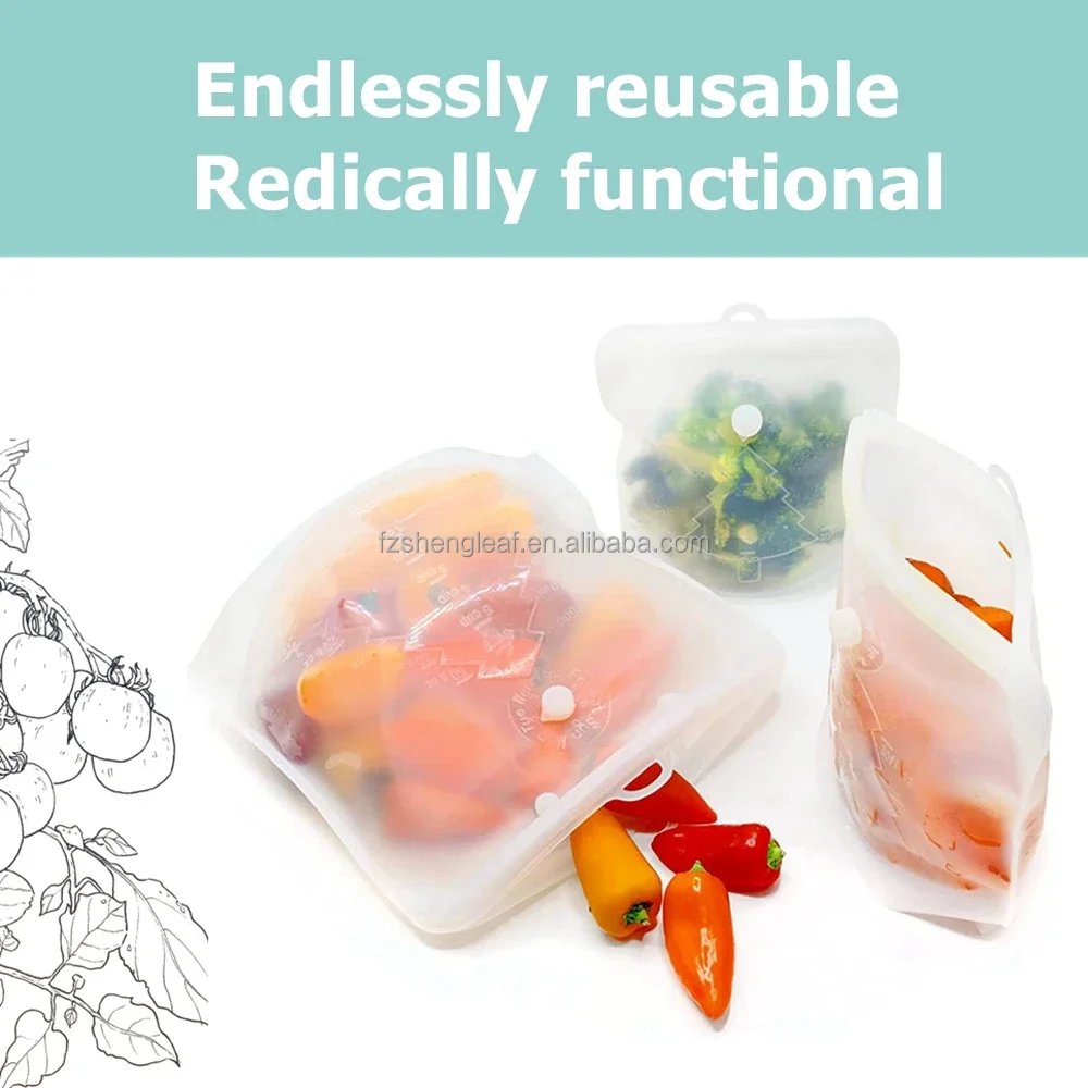 product reusable fresh clear ziplock silicone airtight freezer bag take away food storage and container for packaging kitchen camping-4