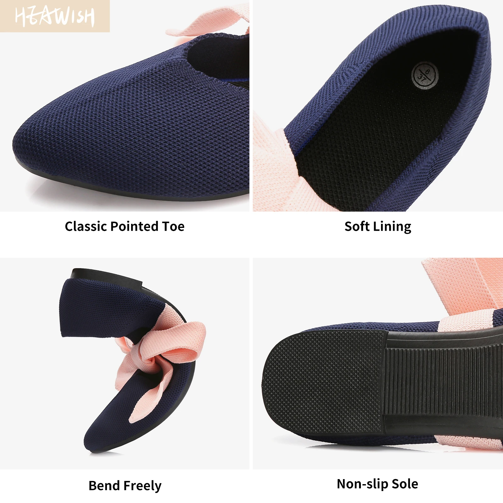 Multifunctional for wholesales Women Slip on Sneakers Breathable Soft Walking Flat Shoes with Bow
