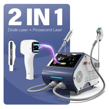 Portable 2 In 1 nd yag Picosecond Tattoo Removal Machine 2024 Professional Ice 755 1064 808nm Diode Laser Hair Removal Machine