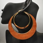 Hoop Earrings Earrings 2022 Newest Oversize African Women Gold Hoop Wooden Earrings