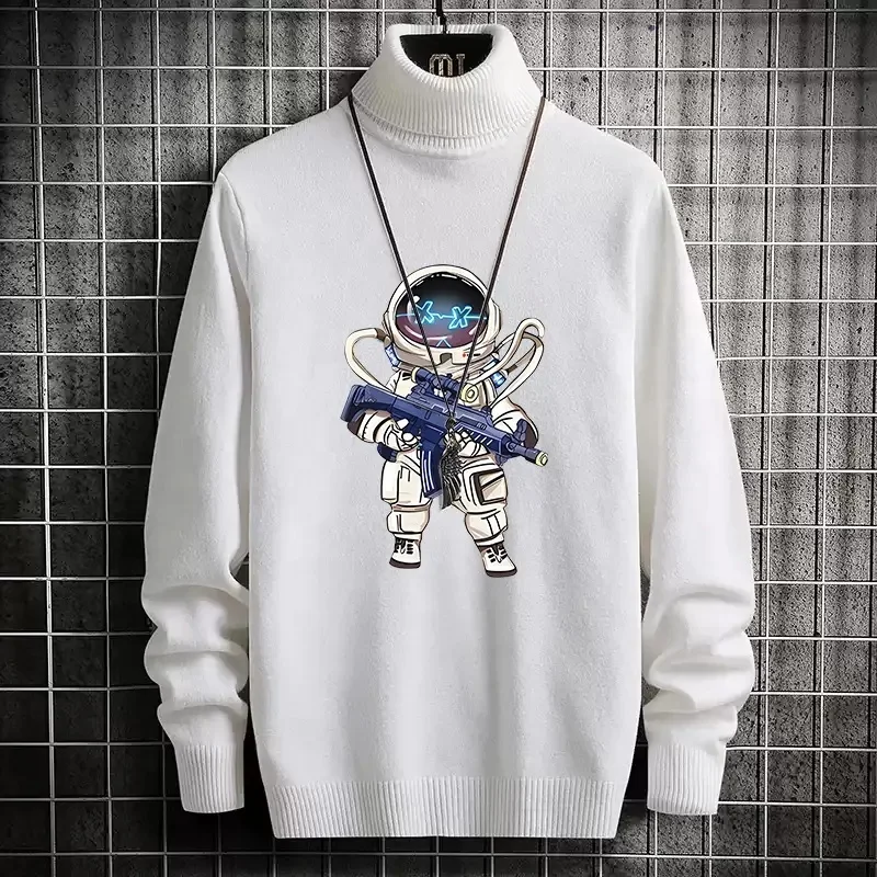Men's Cow Graphic Sweaters Oversize Cable Knitted Pullover Jumper