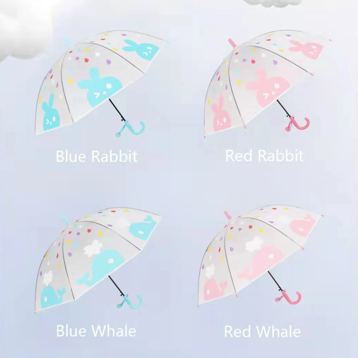 DD1766  Cartoon Clear Kindergarten Umbrella For Kids Toddler Print Star Straight Parasol Transparent PVC Kids Umbrellas