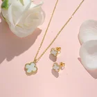 Jewellery Jewelry Mother Of Pearl Clover 18k Gold Plated Jewellery Set Wedding Jewelry Sets Women