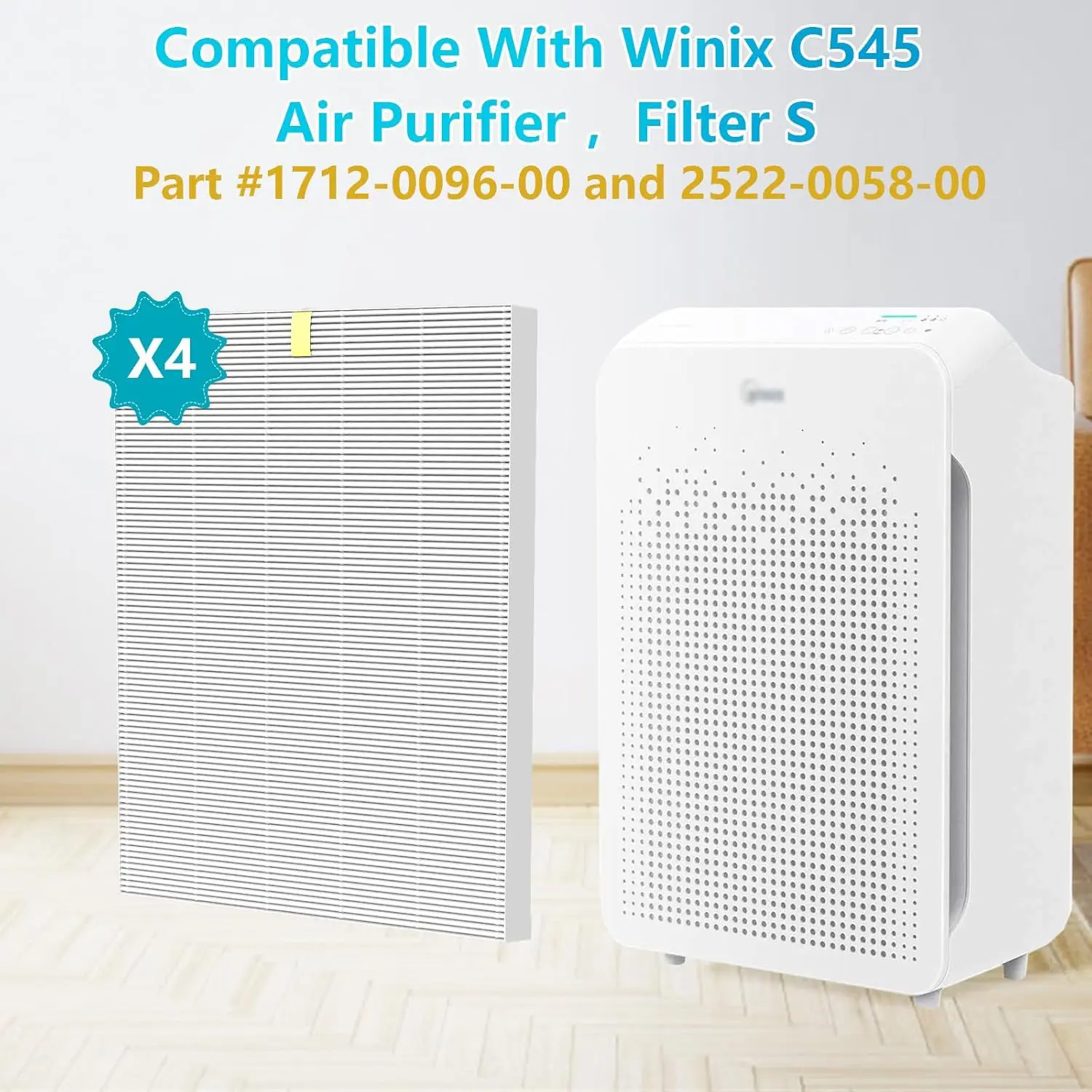 product high quality 4 pack c545 hepa h13 air purifier filter replacement hepa filter compatible with winix c545 pleated air purifier-7