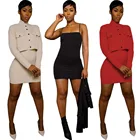 Fashion Dress Casual Fashion Solid Color 2 Pieces Sling Fashion Dress Short Dress With Womens Jackets