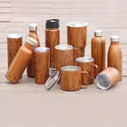 Bottle High Quality Wooden Water Bottle Tumbler Insulated Vacuum Wood Effect Water Bottle Customized Logo Water Bottle