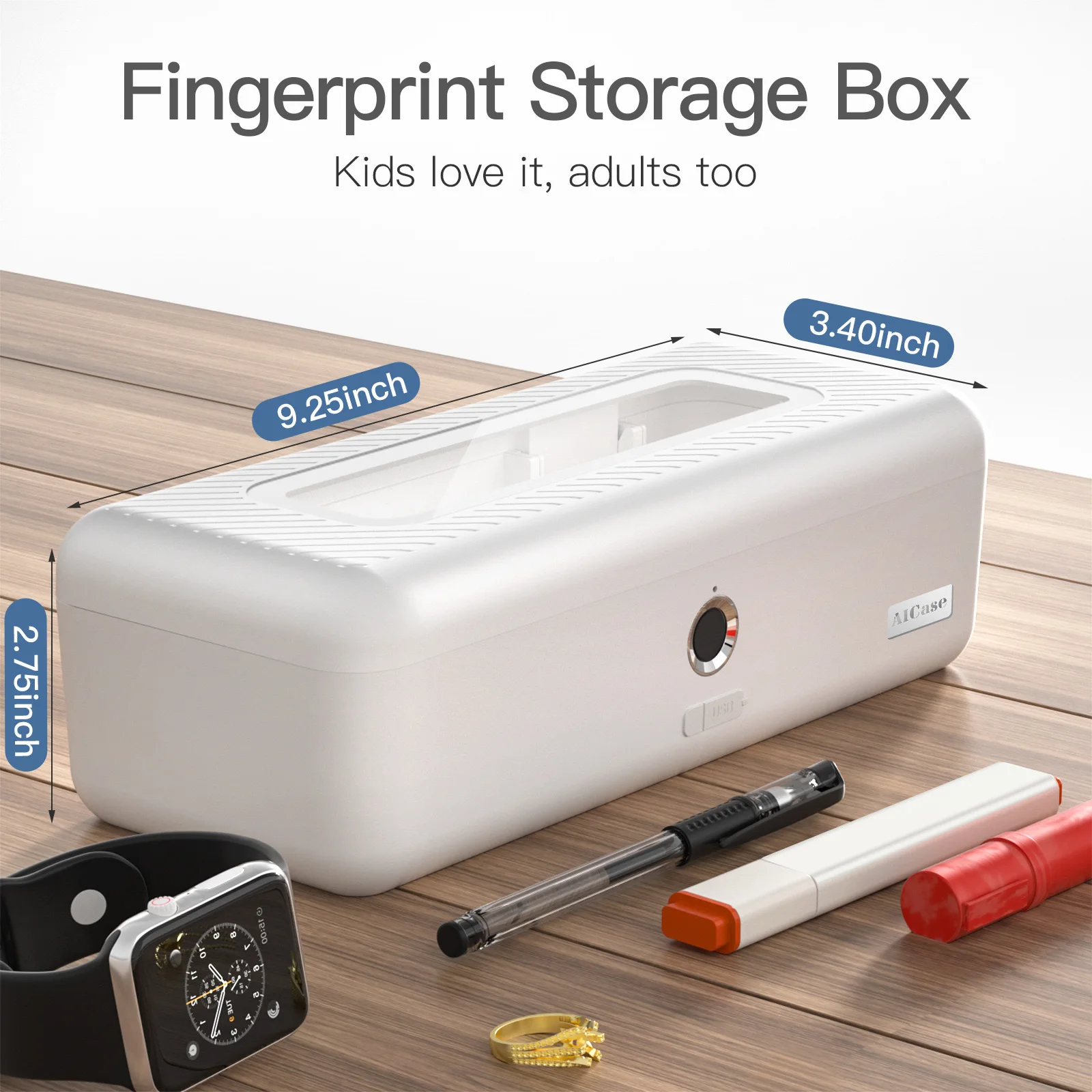 Key Storage Desktop storage box fingerprint box Children students multi-functional pencil case patent