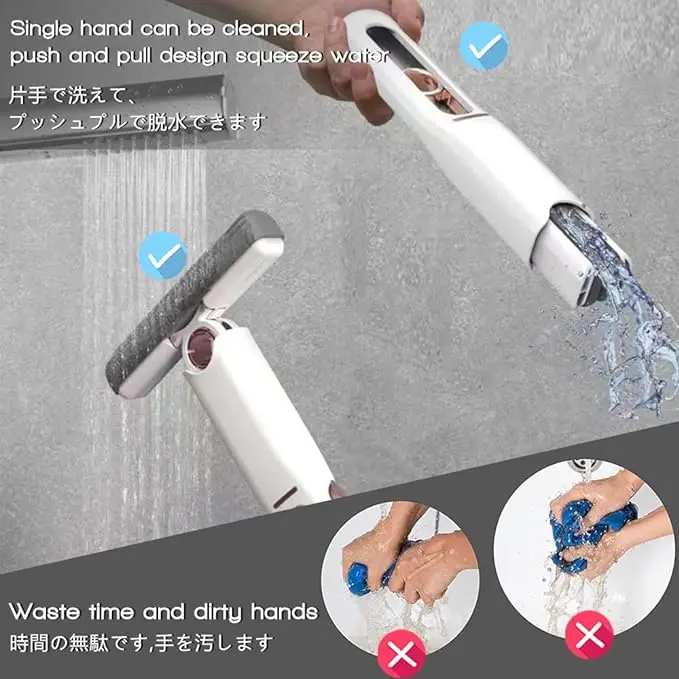 Self-Squeeze Short Mop, Mini Lazy Hand Wash-Free Strong Absorbent Mop, Wet and Dry Use, F Tableware Desktop Glass
