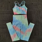 Seamless Women Seamless Tie Dyed Fitness Set Custom Logo Gym Athletic Wear Sets