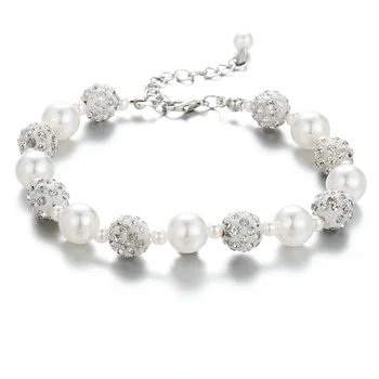 Low MOQ Crystal Faux Pearl Bracelet for Lady Classic Simple Design Bracelets for Women