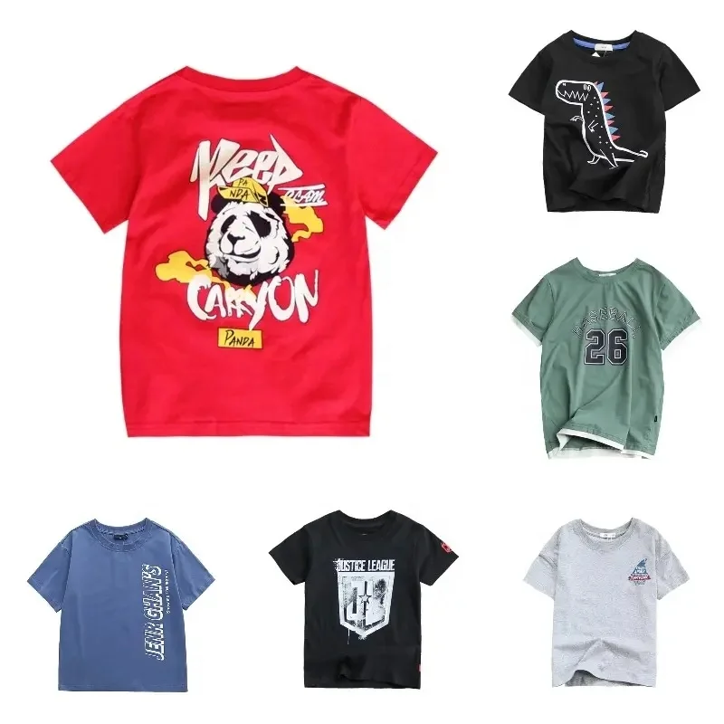 stylish cute cartoon animal contrast color short sleeved top 2024 summer kids clothing printing t-shirt for boy