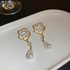 Pearl Fashion Elegent Flower Long Pearl Earrings