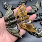 Obsidian Hand Made Halloween Tiger Eyes Bats Golden Obsidian Bats Crystal Gemstones Bat Unique Gifts