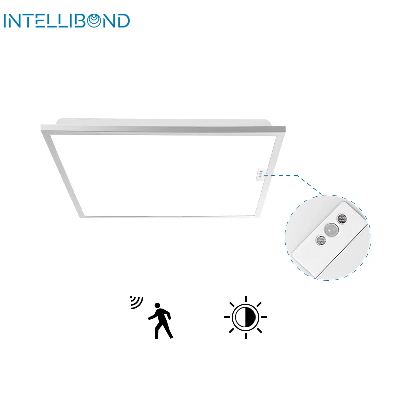 Intellibond Commercial 40W Dimmable Square 60x60 Backlight Ceiling Lamp Built-in Motion Sensor Led Flat Panel Indoor Lighting