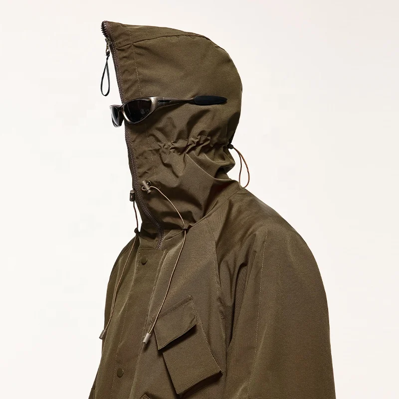 INFLATION Waterproof Full Face Zipper Hooded Windbreaker Outdoor Jacket Fishing Hiking Men Coat Jacket