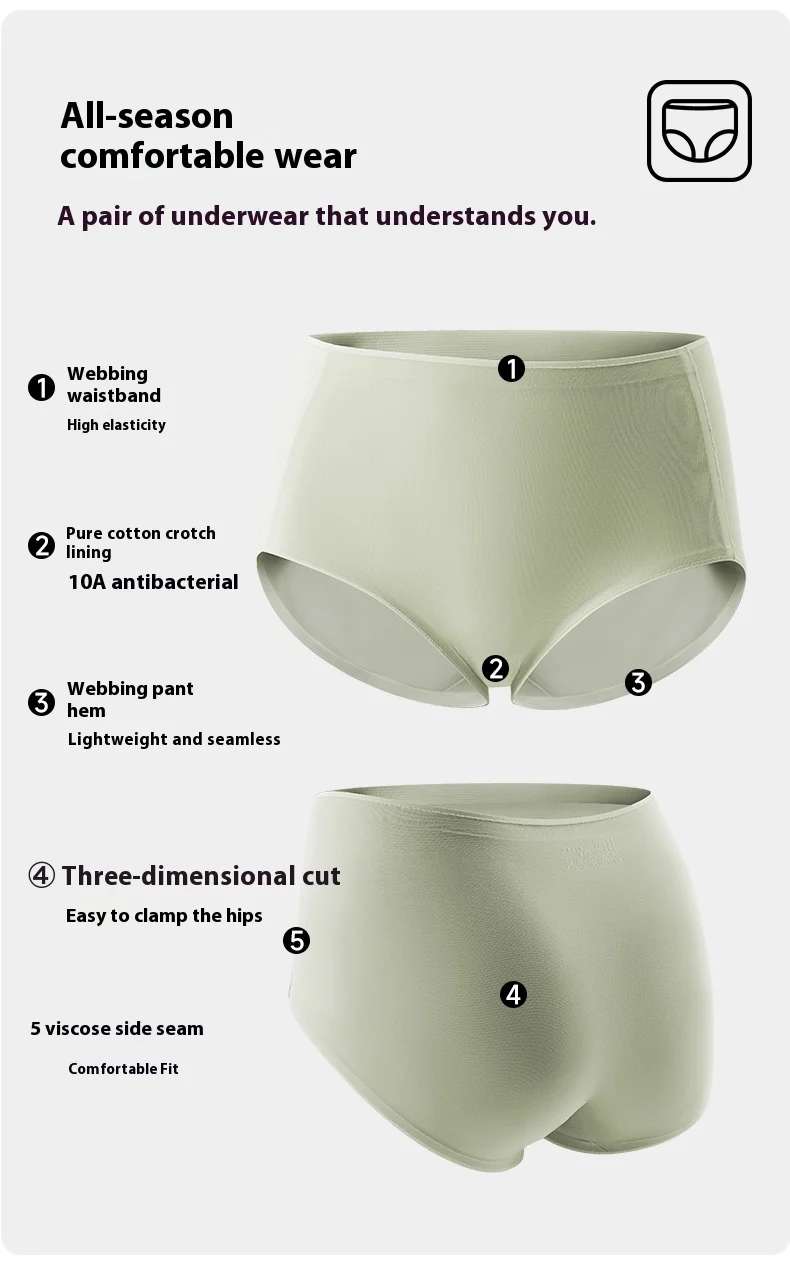 New Arrival Cotton Seamless Women's Panties Breathable and Antibacterial Ladies Panties Women's Underwear Custom OEM Supplier