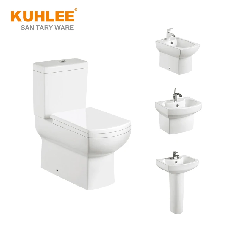 Popular Modern Sanitary Ware Bathroom Ceramic Washdown Two Piece Toilet Basin 4 Pieces Sets Suite