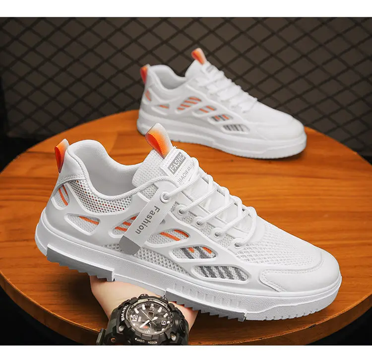 2024 Walking Style Shoes Lace-up Skateboarding Shoes Flat Mesh Casual Sneakers for Sale