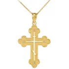Jewelry Custom 18k Yellow Gold Plated Orthodox Jewelry Cross Necklace For Women